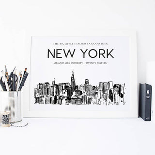 New York City Skyline Illustrated Art Print