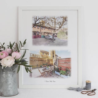 Digital house portrait with two portraits