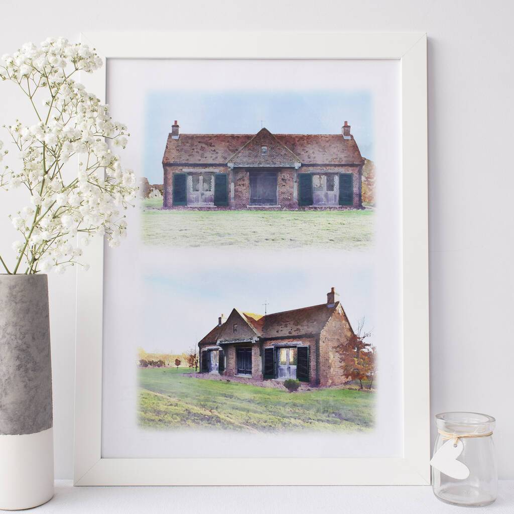 Digital house portrait with two portraits