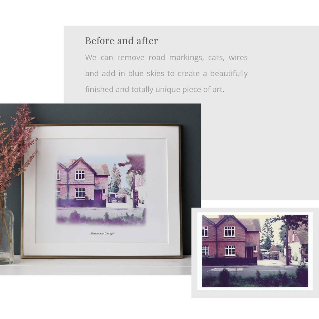 Digital house portrait with two portraits