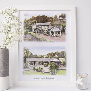 Digital house portrait with two portraits