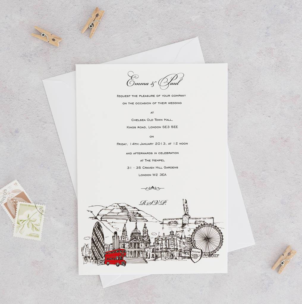 London Themed Wedding Invitations