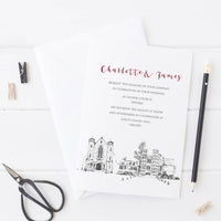 Wedding Invitation With Two Venue Drawings