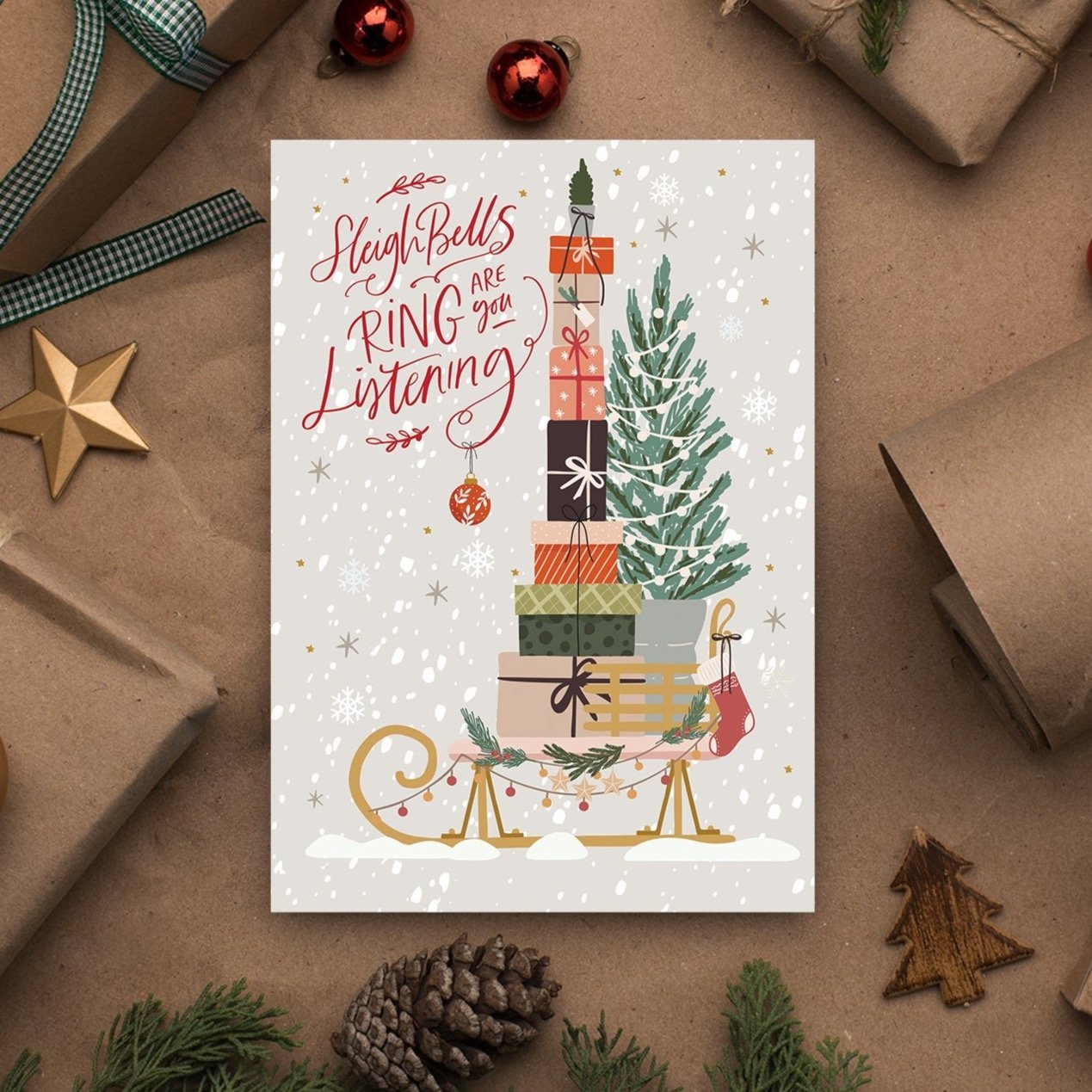 Sleigh Bells Ring Christmas Card | Natalie Ryan Design